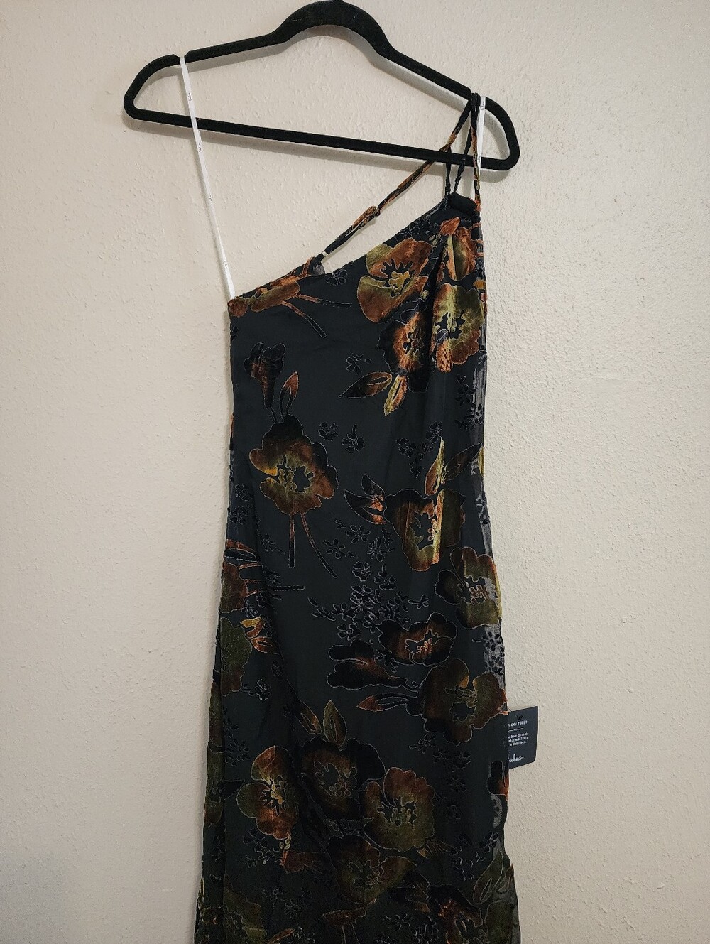 Lulus Ethereal Entrance Black Velvet Burnout One-Shoulder Maxi Dress XS Wedding - Picture 7 of 10